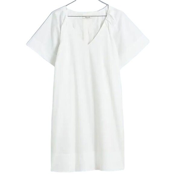 NEW Madewell V-neck Mini Shirtdress 100% Cotton in Eyelet White Size S - Picture 6 of 14